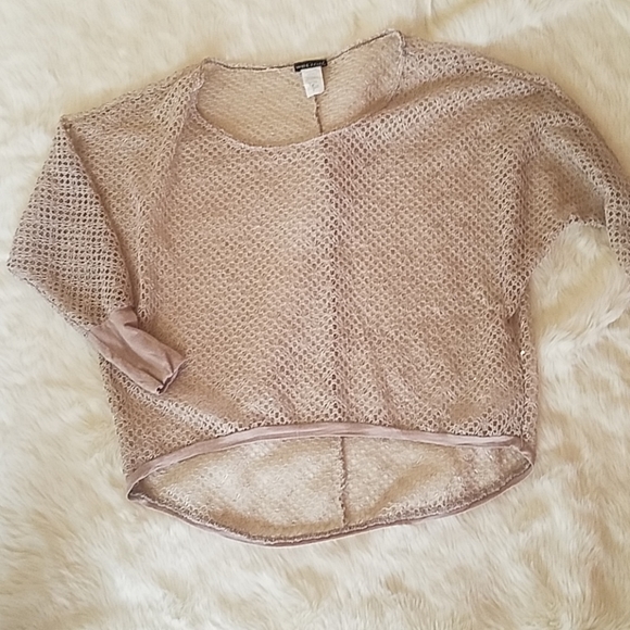 Wet Seal Tops - Hi low taupe sequin knit